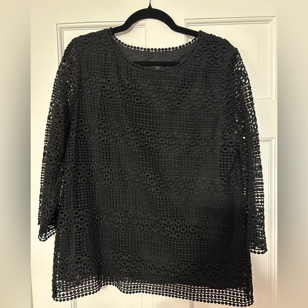Talbots Black Crochet Women's Blouse